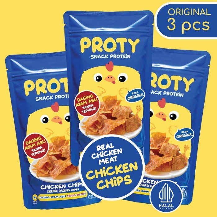 

BIG SALE PROTY Original (Bundle 3) Snack Keluarga Sehat Ayam Asli Chicken Chips