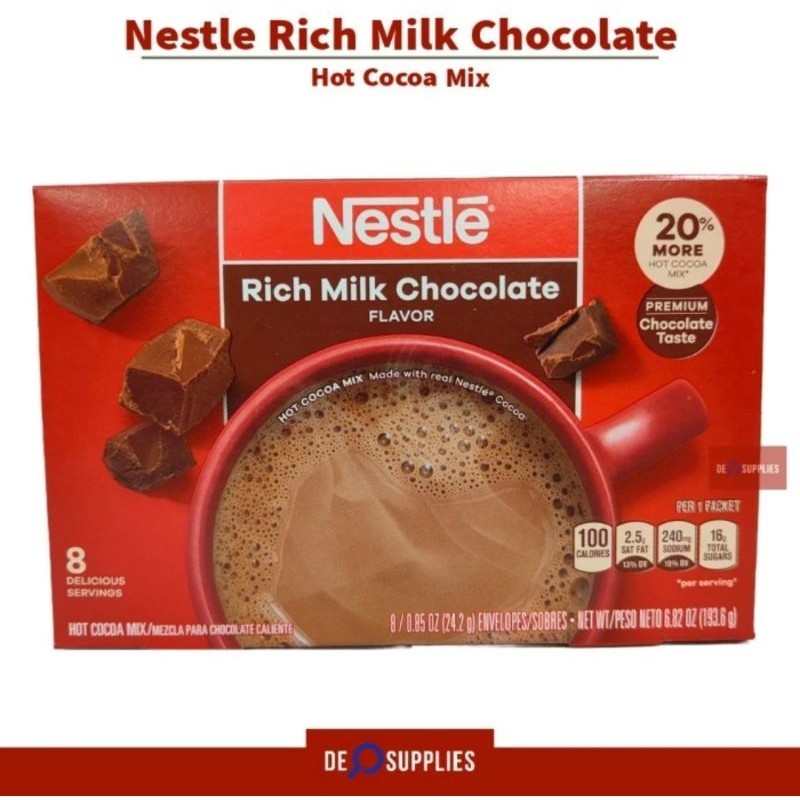 

Nestle Rich Milk Chocolate Hot Cocoa 8pcs - Susu Cokelat Premium USA