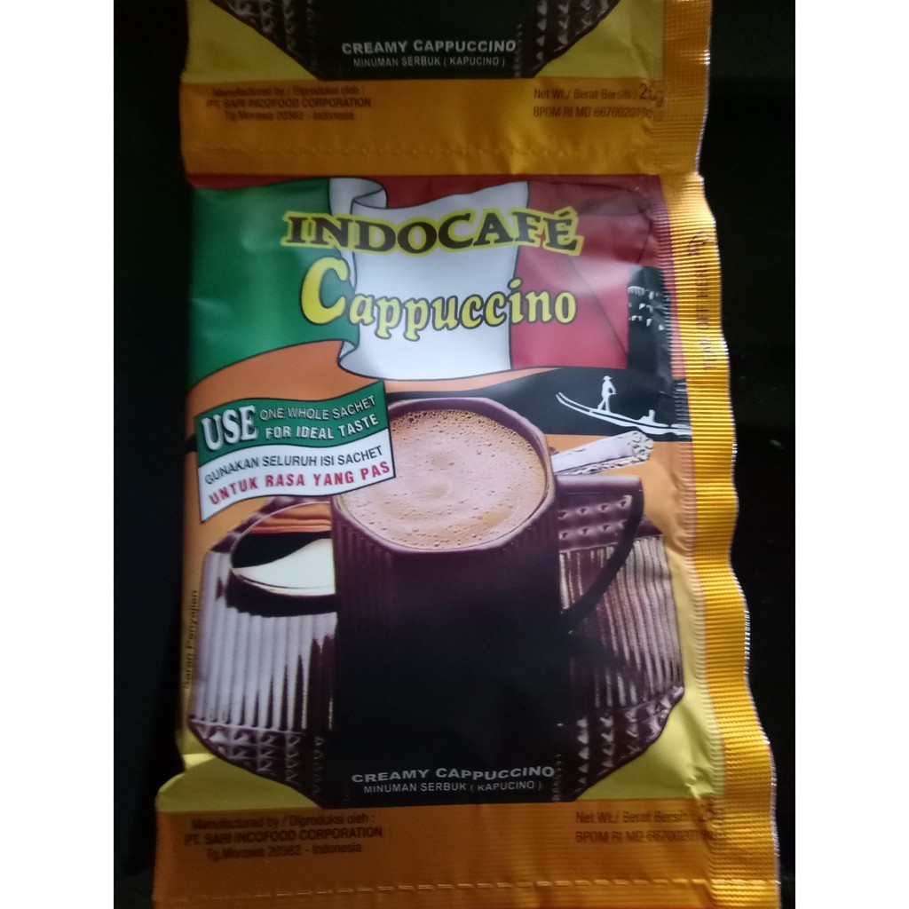 

kopi indocafe cappuccino per pak isi 50 bungkus