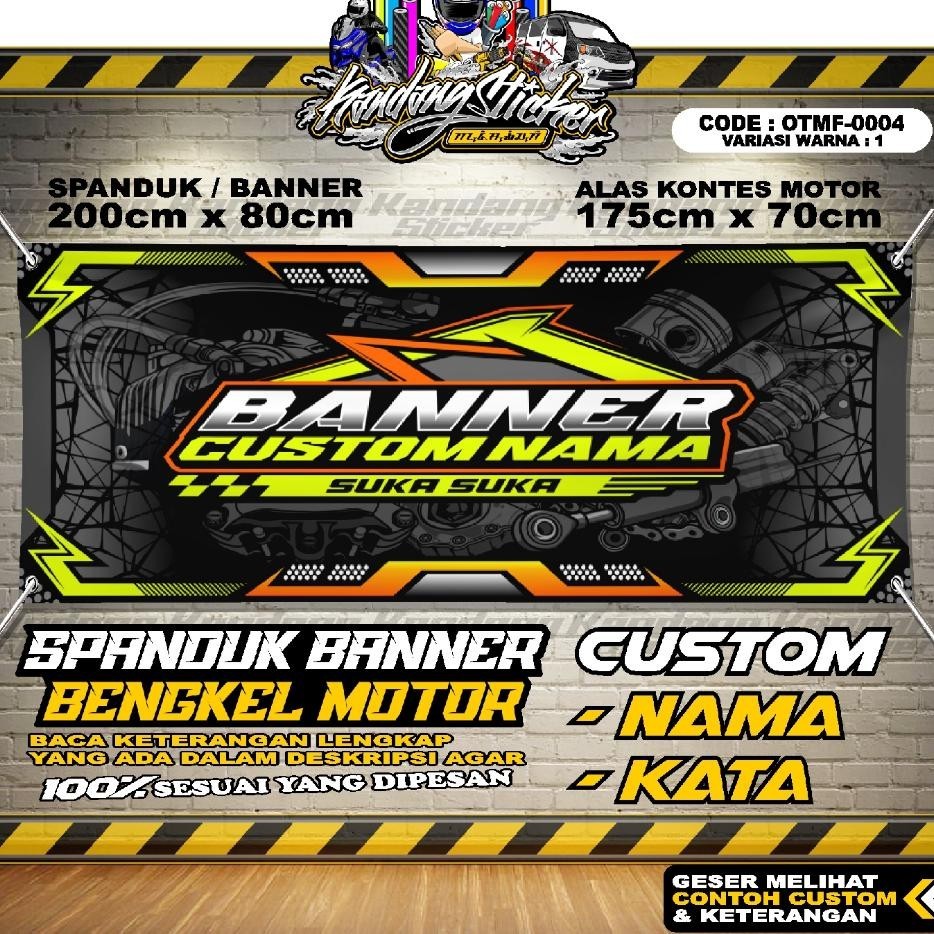 Banner Kontes Spanduk Bengkel Motor Otmf-0004-Vw1 Alas Kontes Banner Racing Komunitas Motor Racing S