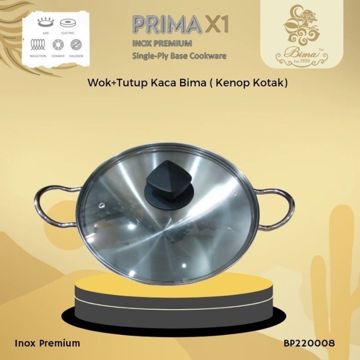 Wajan Stainless Steel Bima Prima X1 Wok 26 Cm Asian Wok 30 Cm Induksi