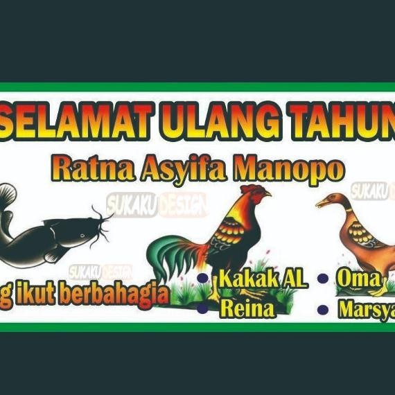 Banner / Spanduk Ulang Tahun /Sidang / Wisuda / Wedding Design Pecel Lele