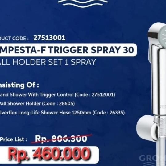 Grohe 27513001 Tempesta-F Jet Shower Crome