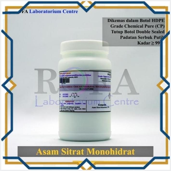 

[ROF] ASAM SITRAT MONOHIDRAT / CITRIC ACID MONOHYDRATE / C6H8O7 CP 500 GRAM