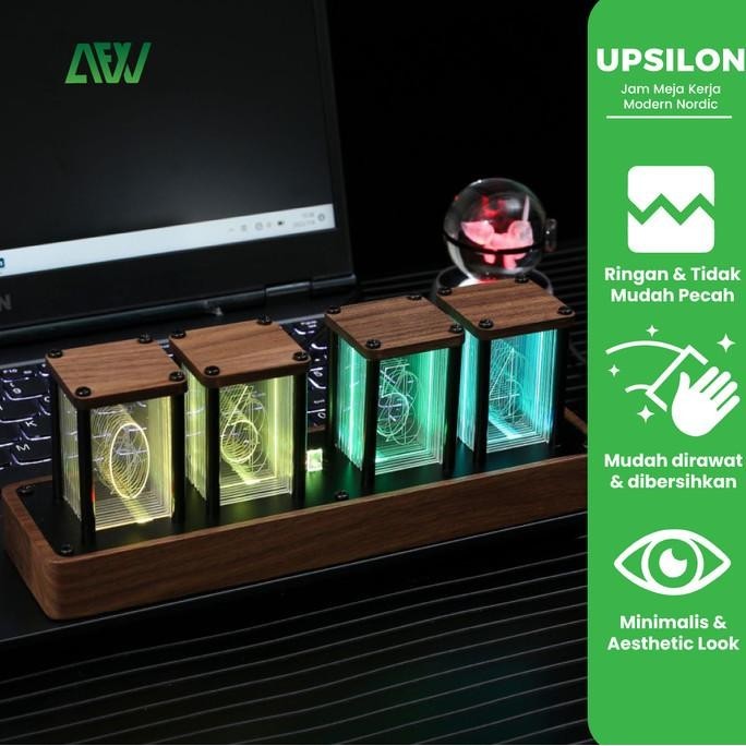 

UPSILON Jam Meja Kerja Modern Nordic Style Digital Retro RGB Digital TD
