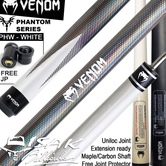 Venom Phantom White Cue Phw - Uniloc Extension Bumper Stick Billiard