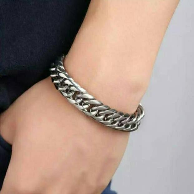 Gelang Rantai Baja Putih/Gelang Pria