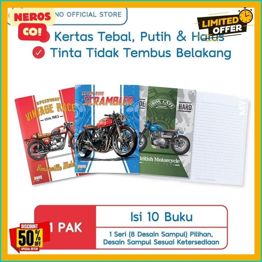 

My Book Yuvi Buku Tulis Classic Motor 2 Scrambler 38 Lembar - 10 Buku (Order Sebelum Ketinggalan)