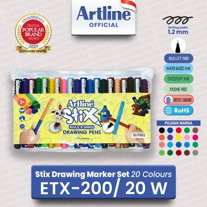 

Sarila Artline Spidol Stix Drawing Pen Set 20 Colours Etx-200/20W