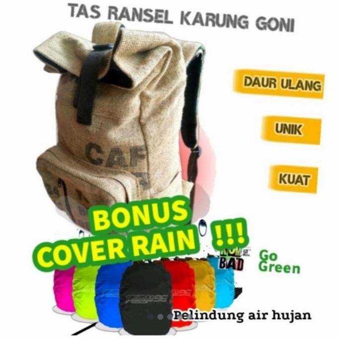 Tas ransel terbuat dari karung goni JS