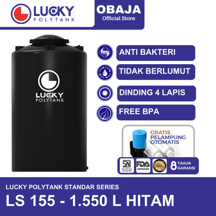 Lucky Polytank Toren / Tandon Air LS 155 Lucky Polytank Hitam