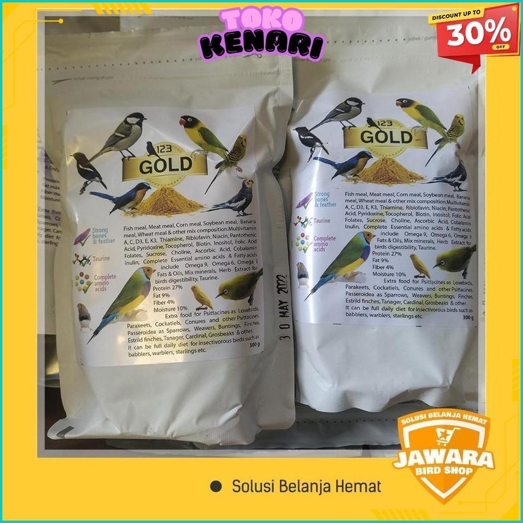 Extra Fooding 123 Gold Pakan Burung Pleci Murai Kenari Finch Lovebird Bisa Cod