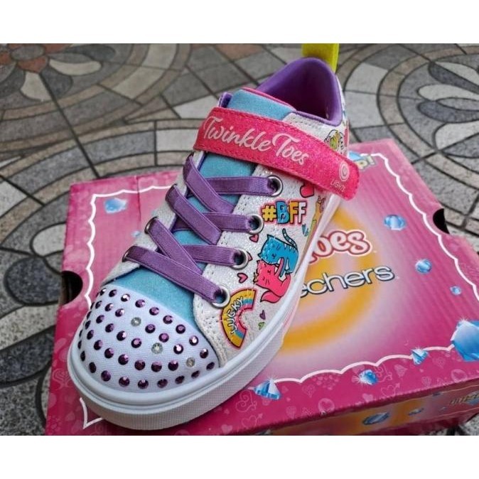 BIG SALE [ORI] SEPATU SNEAKERS ANAK PEREMPUAN ADA LAMPU SKECHERS TWINKLE TOES TWINKLE SPARKS 314786L