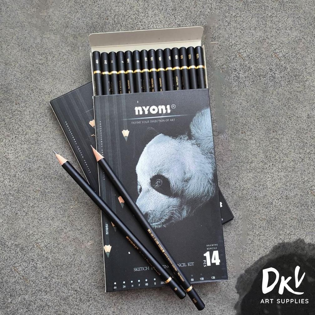 

Wdm-2227 Nyoni Graphite Sketch Pencil Set 14Pcs / Pensil Kayu Grafit 4H - 12B Cod