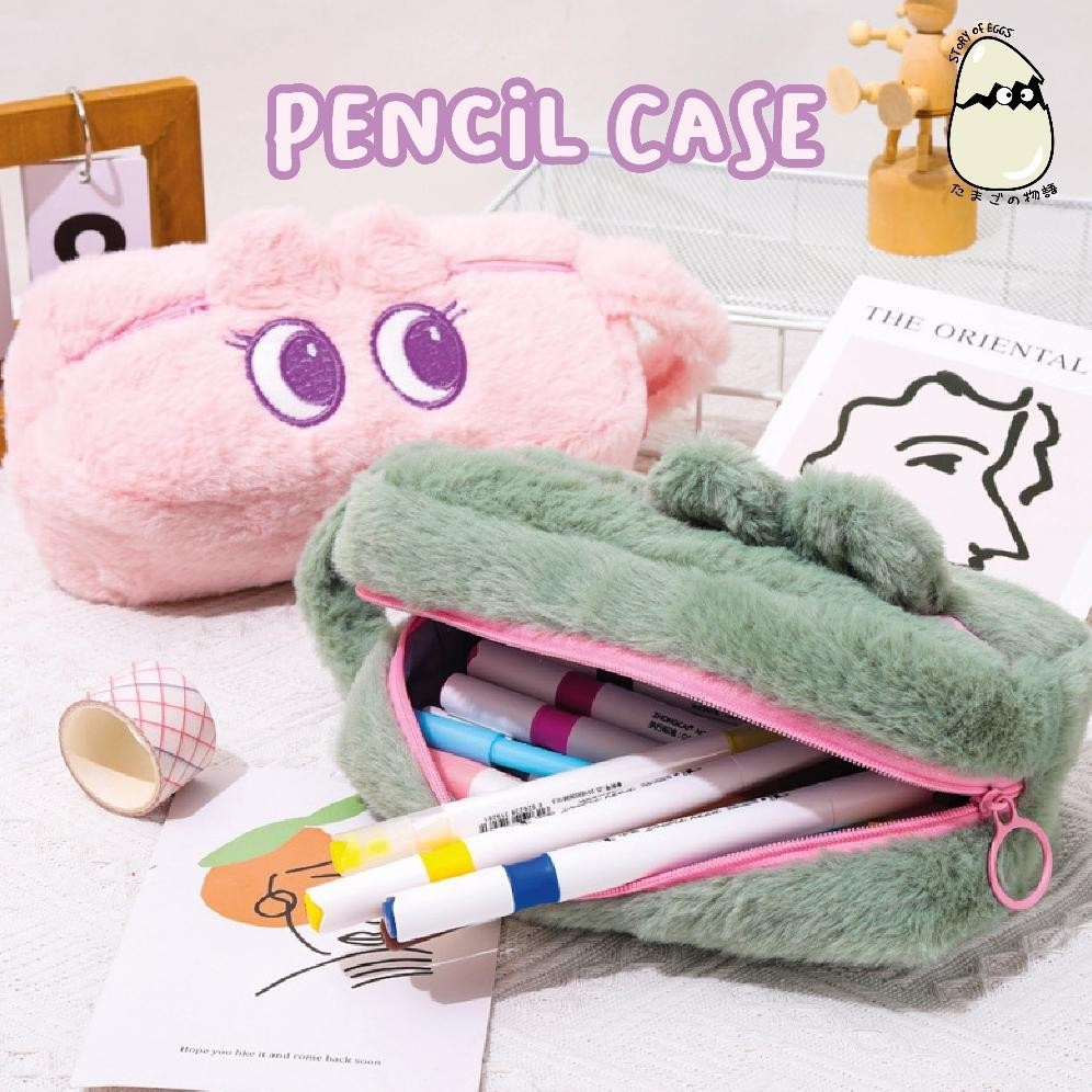 

Fluff Croco and Cute Bunny Pencil Case Bulu Travel Case Kotak pensil besar Travel Pouch Make Up