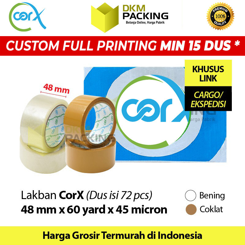 

Lakban CorX 45mm x 60yard Plakban Isolasi CORTAPE OPP TAPE TERMURAH OJOL / DUS