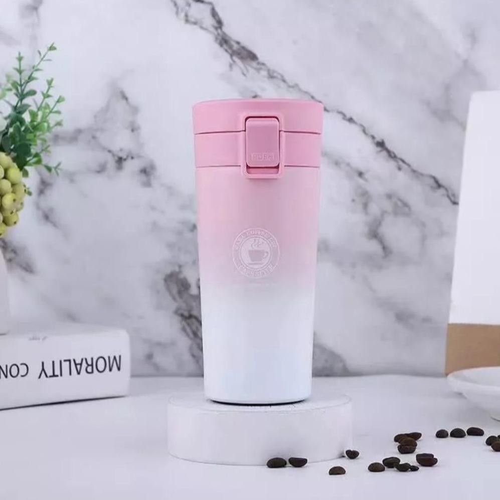 M-4 Termos Coffee Mug 380Ml Warna Gradasi Tumbler Kecil Mini Stainless Steel Vakum-Botol Minum Viral