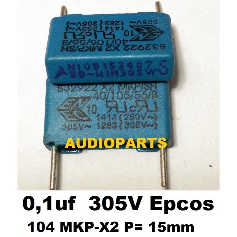 (AUPA) 0,1 uf 305V Siemen Epcos 104 100n MKP-X2 High End Capacitor