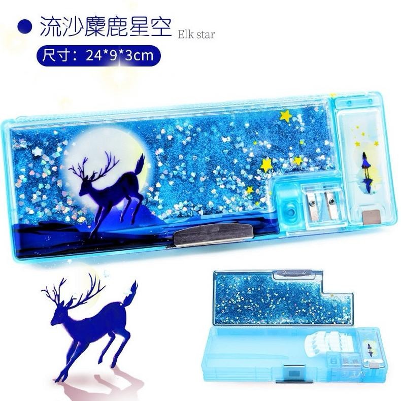 

yt- Kotak Pensil Magnet Glitter Air / Tempat Pensil karakter 2 sisi Original