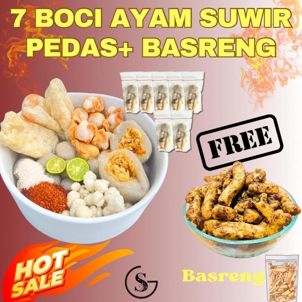 

7 Bungkus Baso Aci Ayam Suwir Pedas + Basreng Paket Usaha Hotpot Instan