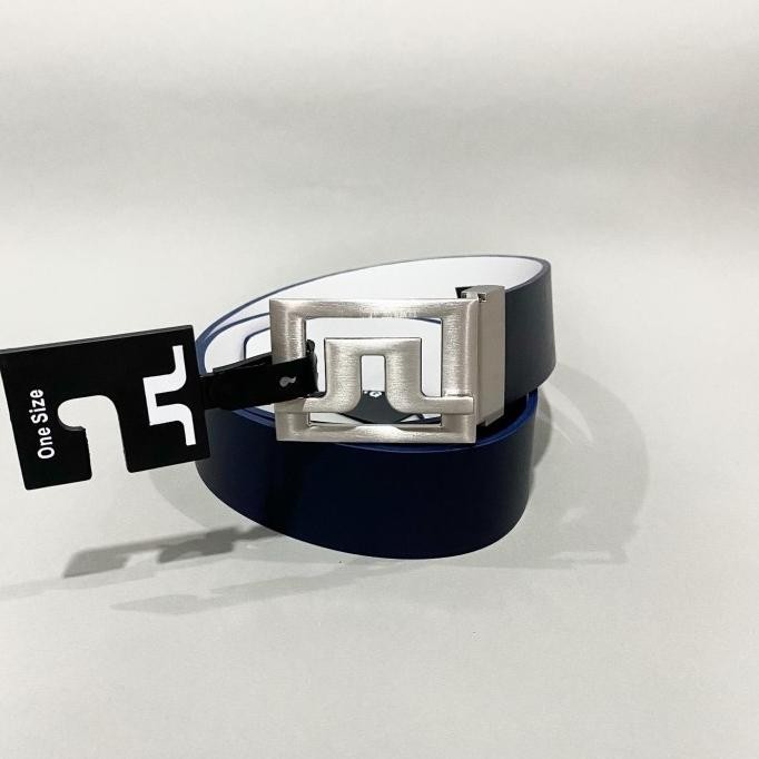 J.Lindeberg Golf Slater Leather Detachable Belt Navy / White
