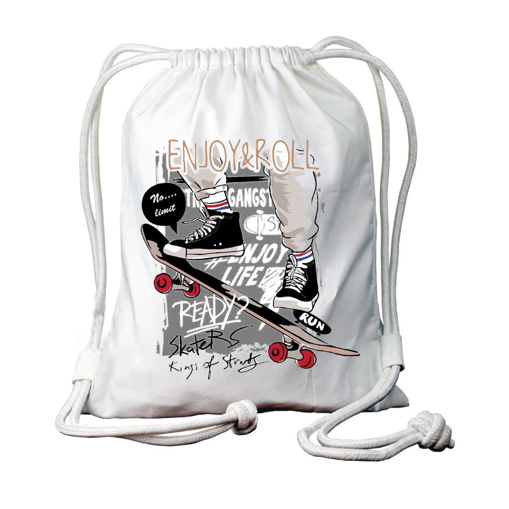 Mangkrop Tas Serut Canvas Premium String Bag Skater