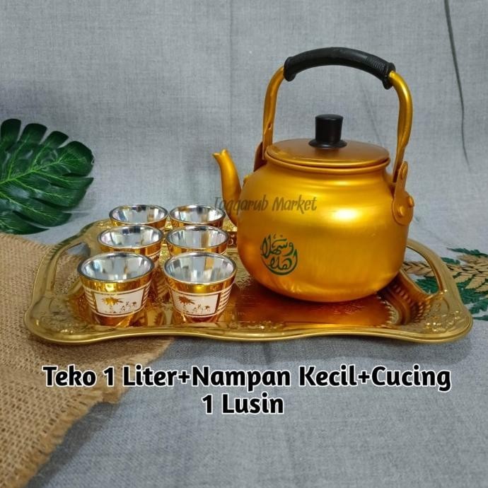 HARGA DISC - 1 SET TEKO, GELAS DAN NAMPAN UNTUK AIR ZAM ZAM || HAJI UMROH SOUVENIR