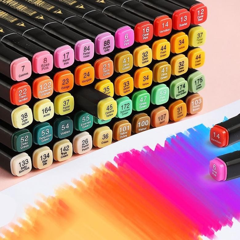 

df-8 RUNDY NEW Touch60/80 Warna Sketsa Spidol Umum General Marker Set Animation Markers Pena Berujung Ganda Sale