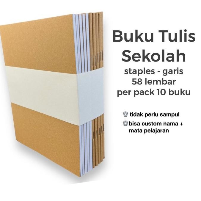 

buku tulis sekolah 58 lembar paket 10 pcs tidak perlu sampul custom TAC