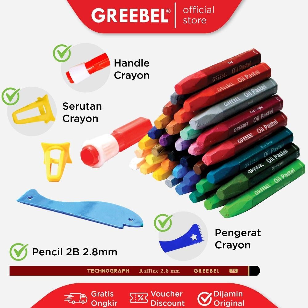 

Greebel Crayon Krayon Kids Oil Pastel 55 Warna (55C) / Crayon Greebel / Krayon 55 Warna / Non Toxic (Cod)
