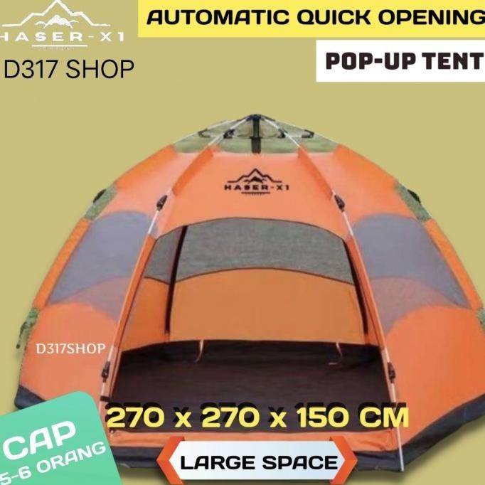 Tenda Otomatis/Popup Tent/Tenda Kapasitas 6 Orang/Tenda Dome Besar Baru