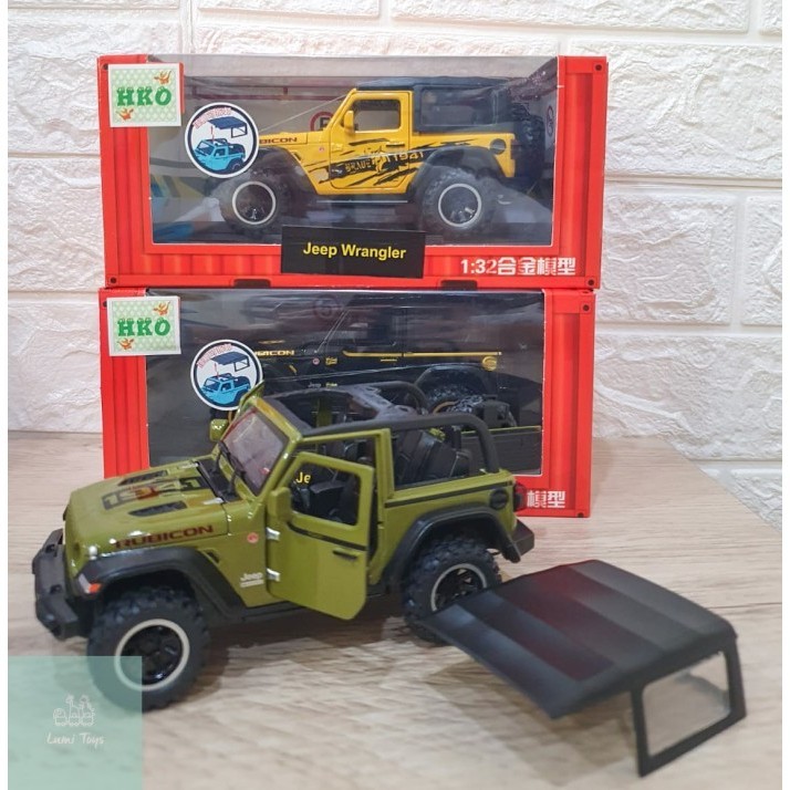 Ane Diecast Mobil Jeep Wrangler Rubicon Pullback Lampu Suara 1:32 Cz13