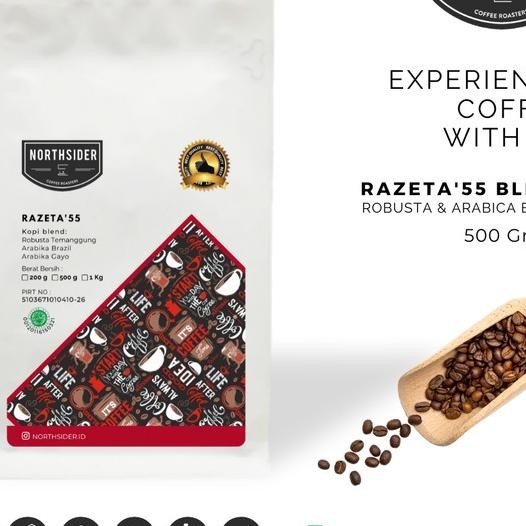 

Northsider Kopi Arabika Robusta Razeta'55 Blend Kopi Susu 500G