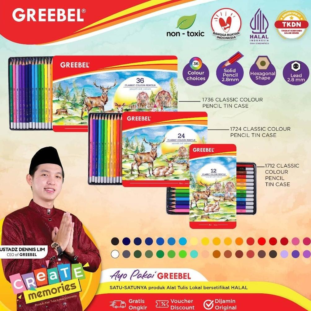 

Diskon Gede Greebel Pensil Warna Classic Tin Case /Coloring/Color/Colour Pencils Cerah Tidak Beracun Utk Mewarnai Anak Sale
