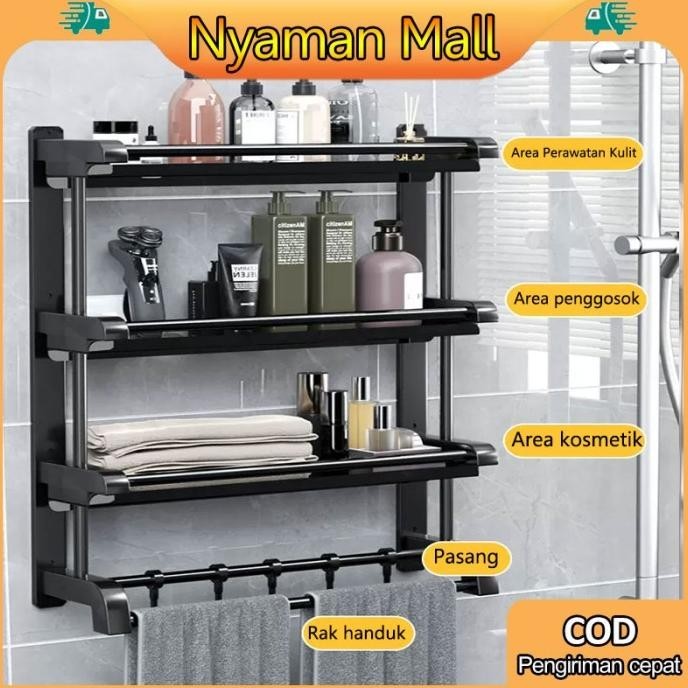 Rak Kamar Mandi Dinding Hitam Rak Handuk Kamar Mandi Stainless