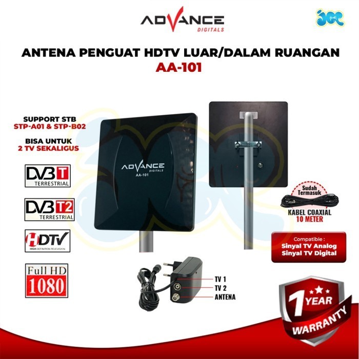 Advance Digital Analog Antena TV (AA-101) Antena Indoor & Outdoor STB