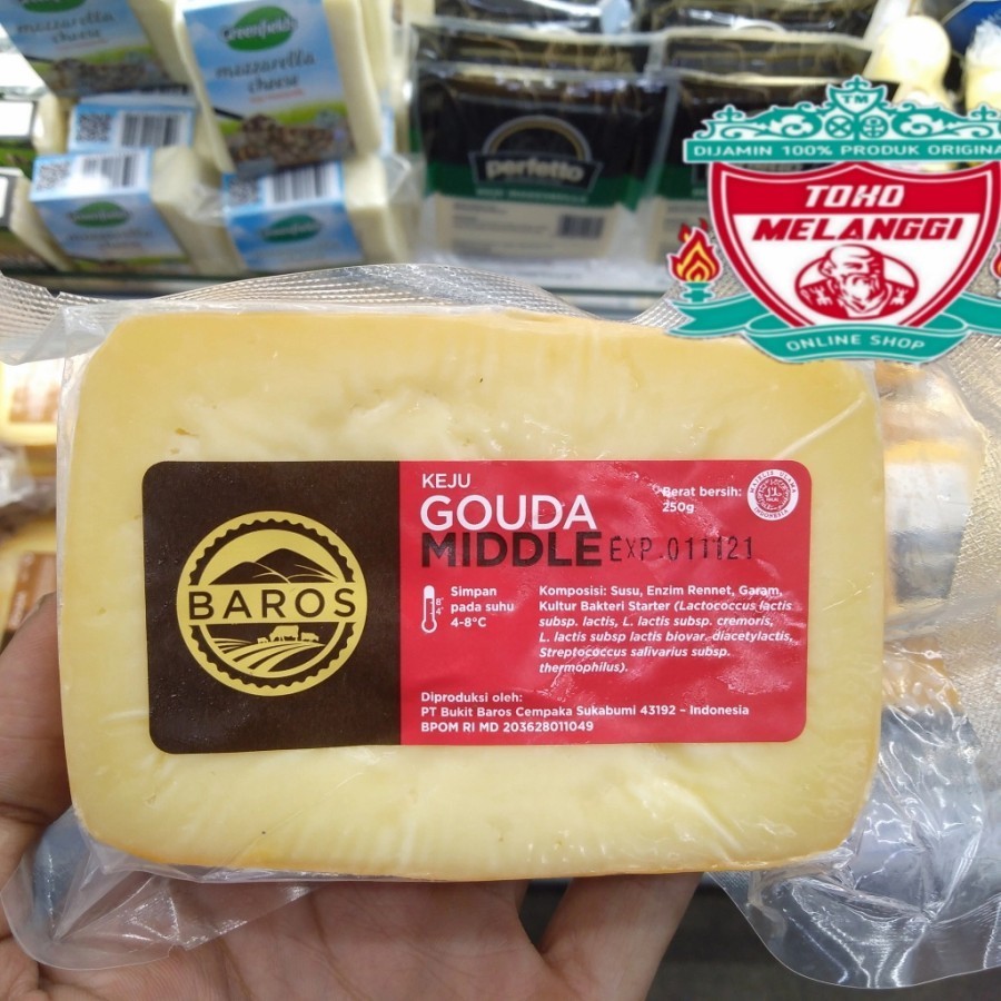 

Baros Cheese Gouda Middle 250 gr | Keju Block Import