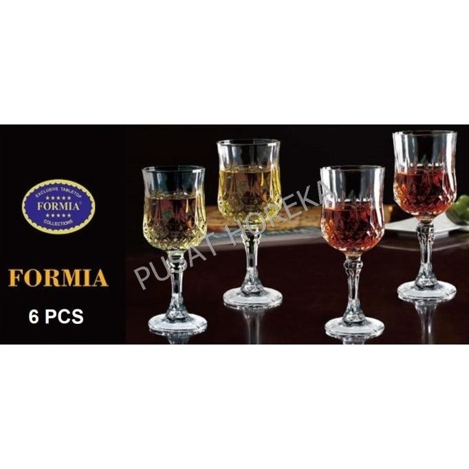 FORMIA Gelas Kaki CARNIVAL Wine 250ml / 25cl Kaca Mirip Kristal 6 PCS GG01