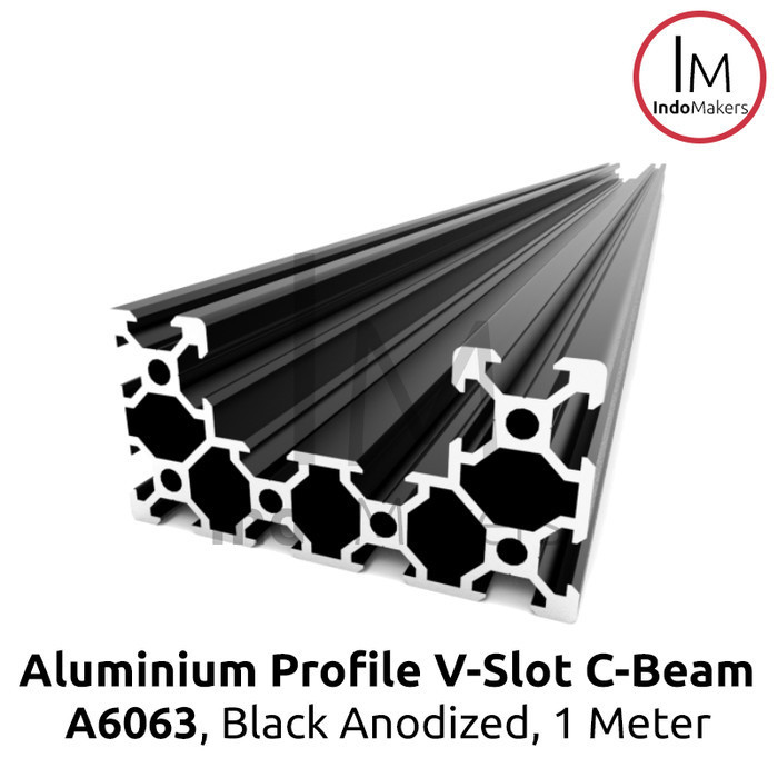 Stok Terbatas.. Aluminium Profile A6063 V Slot 4080 C Beam Linear Rail Cnc Black