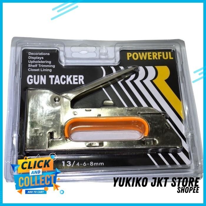 

GUN TACKER STAPLES STAPLE STAPLER TEMBAK KERTAS KAYU JOK 13/4-6-8MM YUKIKO STORE FANTASTIS!!