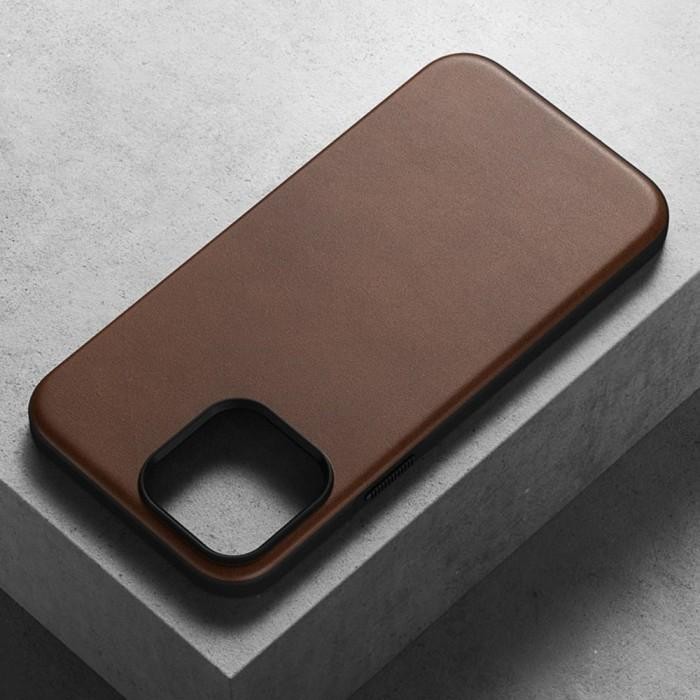 Case iPhone 13 Pro Max Mini Nomad Rugged Leather MagSafe Hybrid Casing - 13 Pro Max, Horween Black I