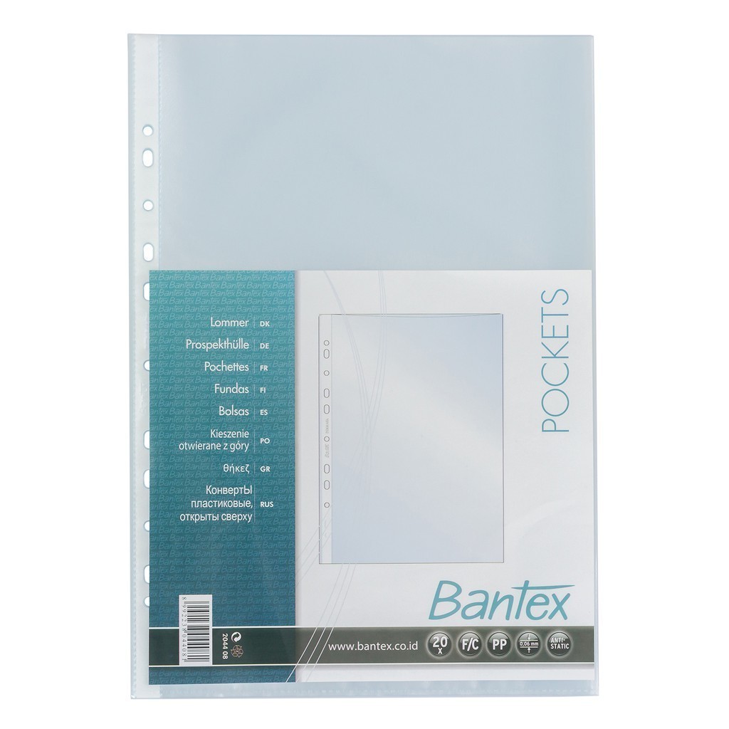 

[BINTANG AR STATIONERY] Bantex Pocket Antiglare 20 Sheets 0.06mm thickness Folio 8044 08