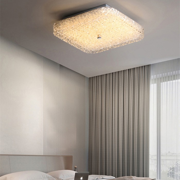 Lampu Plafon Persegi Modern, Lampu Pasir Kristal Bulat Kaca Romantis Lampu