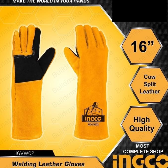 HARGA DISC - INGCO HGVW02 SARUNG TANGAN LAS PANJANG WELDING LEATHER GLOVES