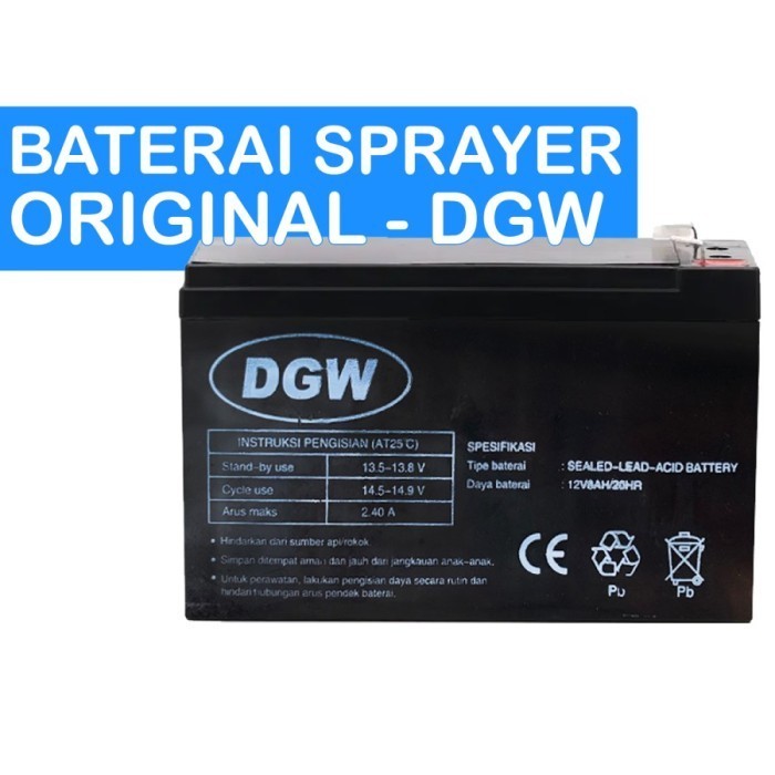 Ready Baterai Sprayer elektrik 12V 8Ah DGW / Aki 8 AH