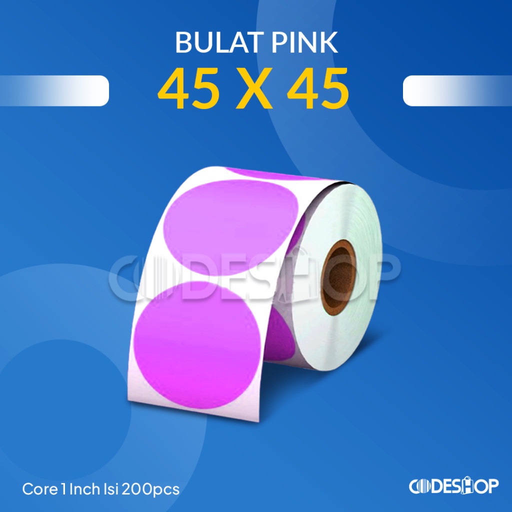 

Label Stiker Bulat 45x45 mm Thermal Sticker Warna Pink 45 x 45 Isi 200