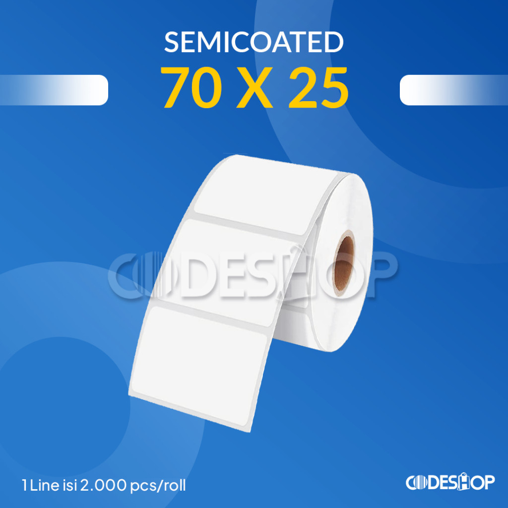 

Stiker Label Barcode SEMICOATED 70x25 Printer Thermal Transfer Isi 2000Pcs 70 x 25