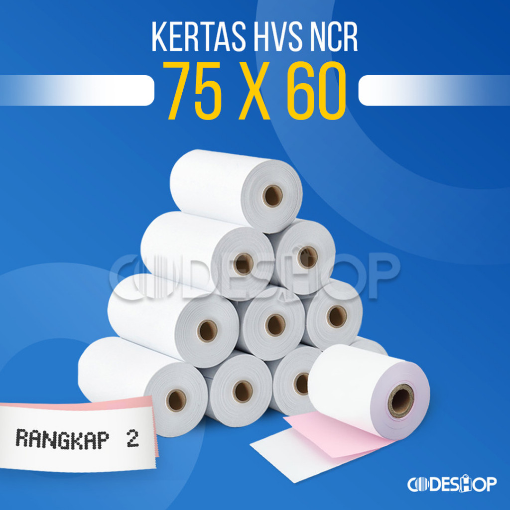 

Kertas Roll Struk Kasir HVS 2 PLY Rangkap NCR 75 X 65 Printer EPSON LQ310