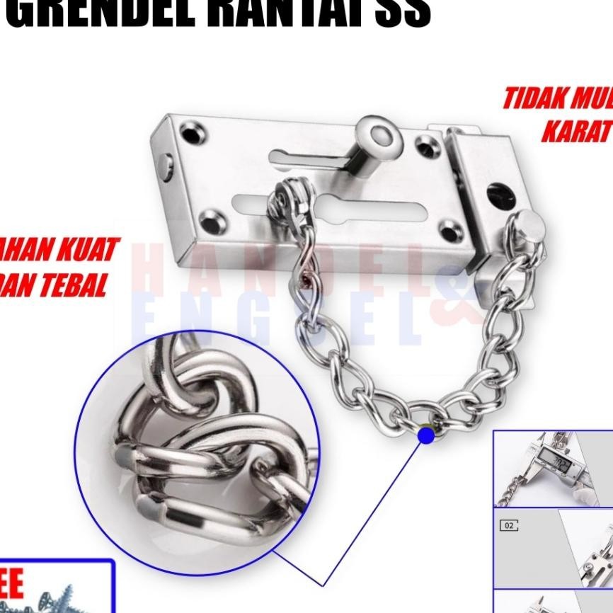 Grendel Pintu Slot Rantai Stainless / Grandel Rantai Slot Pintu / Kunci Pintu Slot Rantai / Grendel 