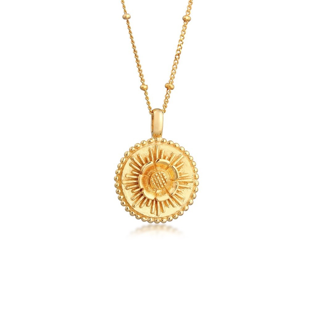 Elli Jewelry Perhiasan Wanita Perak Asli - Silver Kalung Lotus Flower Pendant Gold Plated